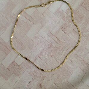 13" gold tone necklace herringbone thick chain fashion jewelry 3" extender